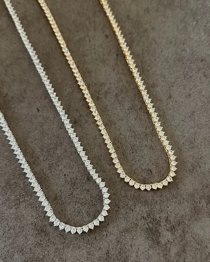 Pre-Order Three Prong Tennis Necklace